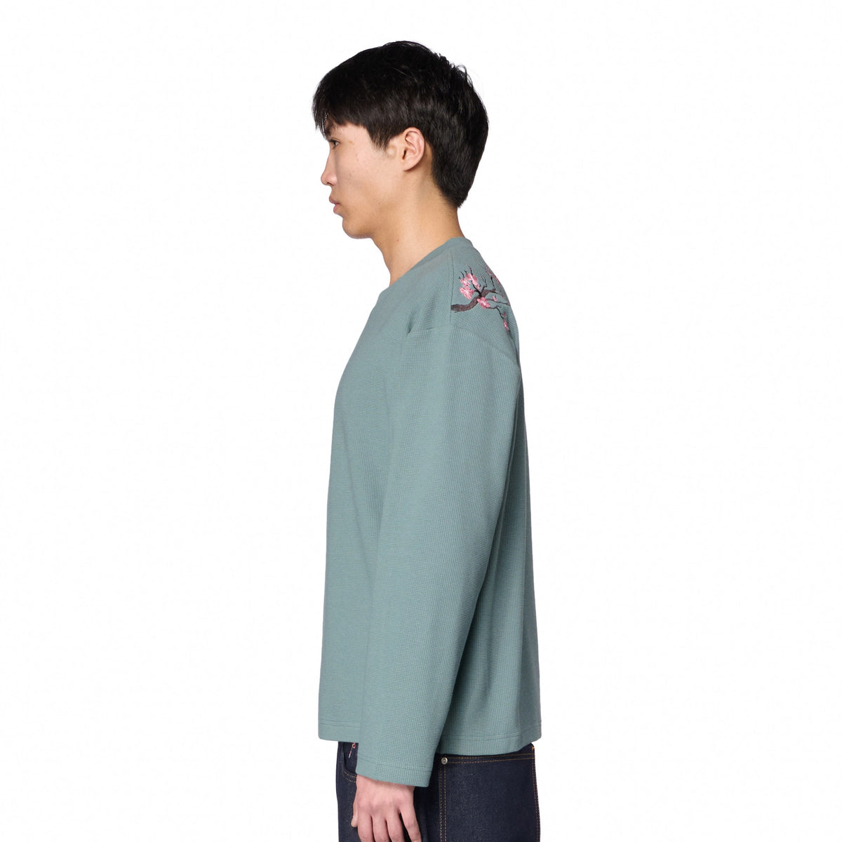 "blossom" waffle Longsleeve blue